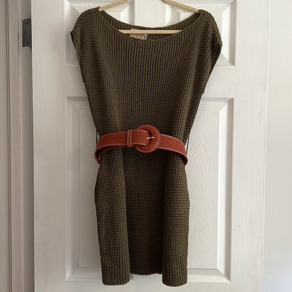 Deja Vu Green Knit Sweater Mini Dress